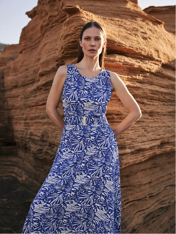 Moodo Abito midi blu a fantasia Moodo