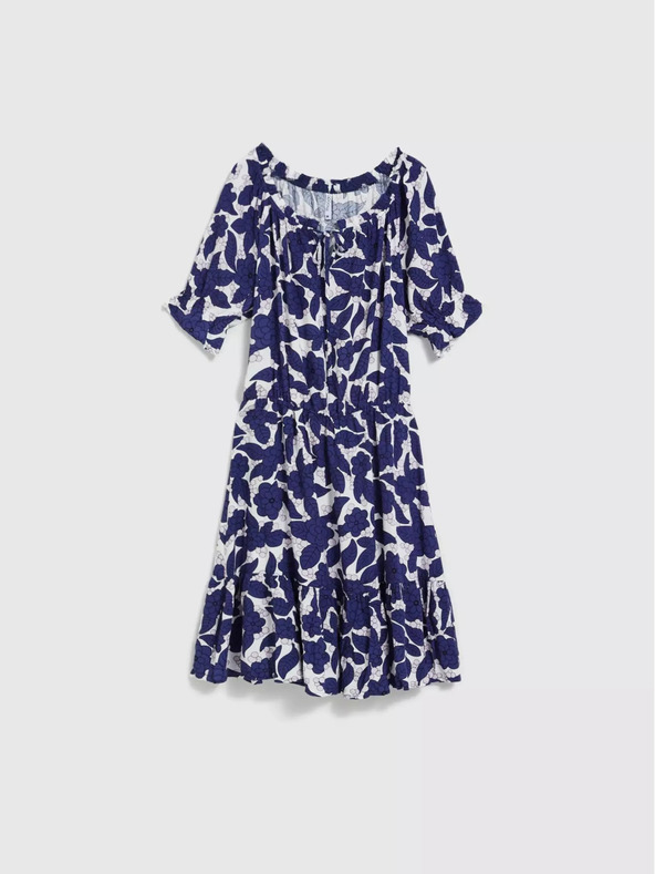 Moodo Abito floreale viola con maniche arricciate Moodo