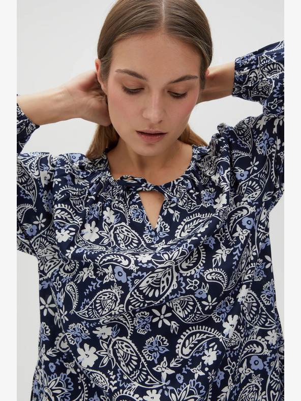 Moodo Abito da donna bianco e blu a fantasia Moodo