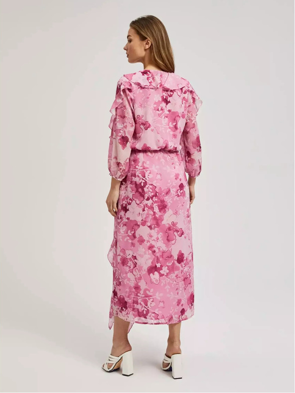 Moodo Abito floreale rosa con volant Moodo