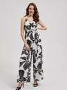 Moodo Tuta bianca e nera con motivo tropicale Moodo