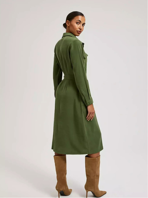 Moodo Abito camicia kaki con maniche lunghe Moodo