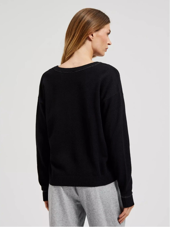 Moodo Maglione nero a maniche lunghe con scollo a V Moodo