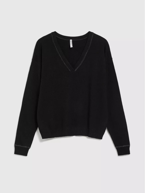 Moodo Maglione nero a maniche lunghe con scollo a V Moodo