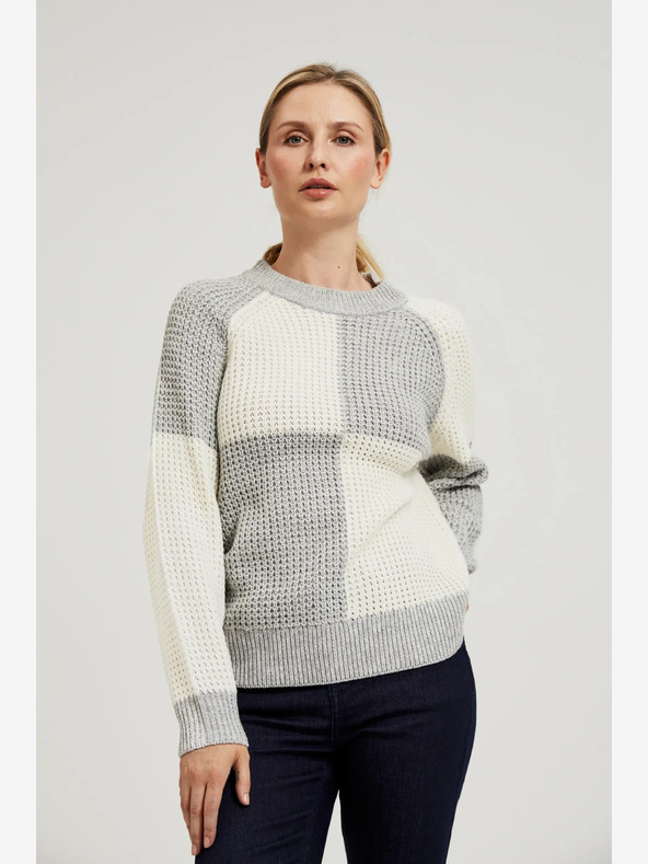 Moodo Maglione da donna bianco e grigio Moodo