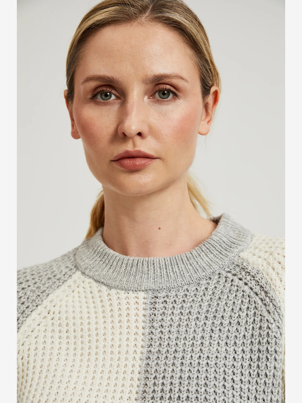 Moodo Maglione da donna bianco e grigio Moodo