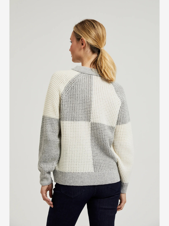 Moodo Maglione da donna bianco e grigio Moodo