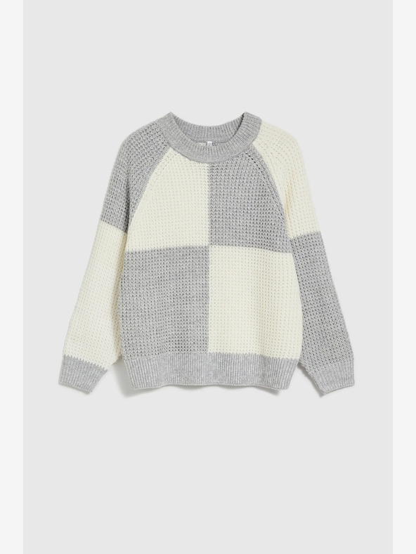 Moodo Maglione da donna bianco e grigio Moodo