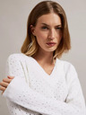 Moodo Maglione bianco traforato con scollo a V Moodo