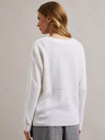 Moodo Maglione bianco traforato con scollo a V Moodo