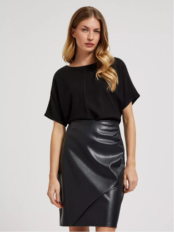 Moodo Maglione oversize nero a maniche corte Moodo