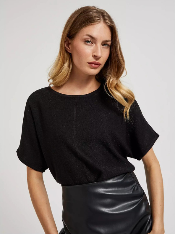 Moodo Maglione oversize nero a maniche corte Moodo