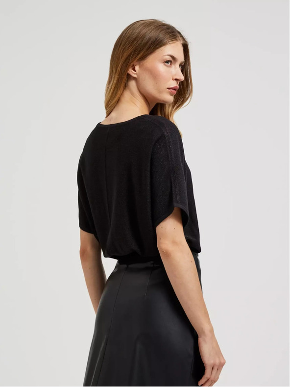 Moodo Maglione oversize nero a maniche corte Moodo