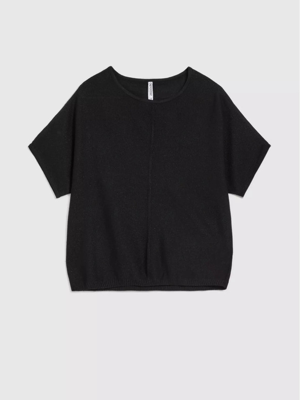 Moodo Maglione oversize nero a maniche corte Moodo