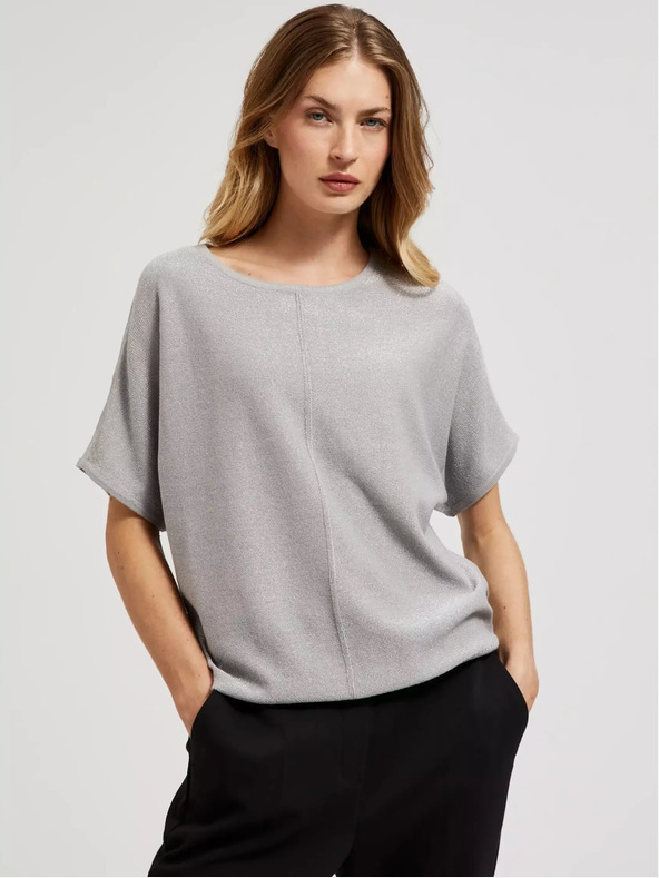 Moodo Maglione oversize grigio a maniche corte Moodo