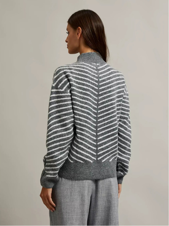 Moodo Maglione dolcevita grigio con righe Moodo