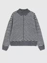 Moodo Maglione dolcevita grigio con righe Moodo