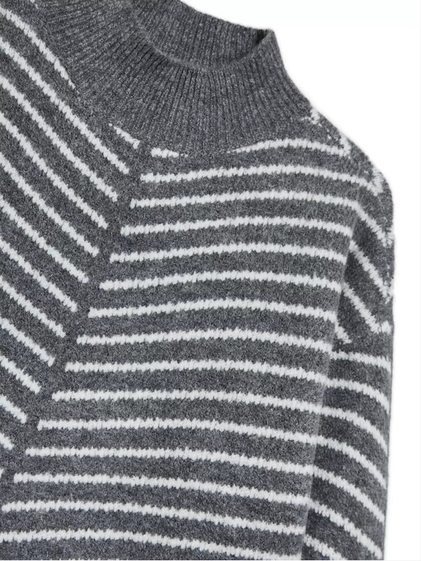 Moodo Maglione dolcevita grigio con righe Moodo