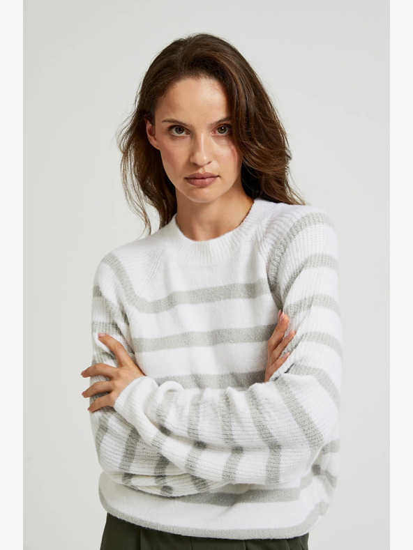 Moodo Moodo Maglione grigio a righe bianche