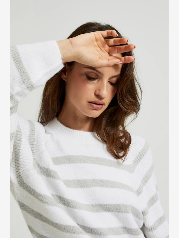 Moodo Moodo Maglione grigio a righe bianche