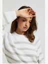 Moodo Moodo Maglione grigio a righe bianche