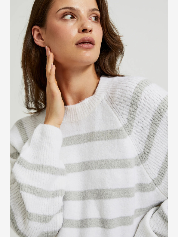 Moodo Moodo Maglione grigio a righe bianche