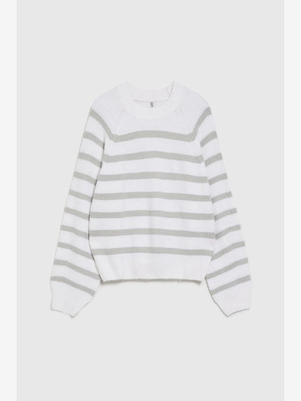 Moodo Moodo Maglione grigio a righe bianche