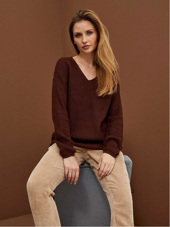 Moodo Maglione marrone lucido da donna Moodo