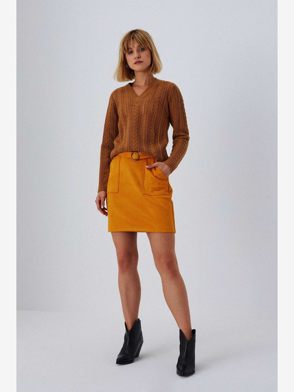 Moodo Gonna arancione da donna in pelle scamosciata Moodo