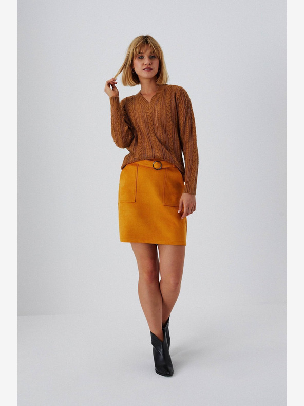 Moodo Gonna arancione da donna in pelle scamosciata Moodo