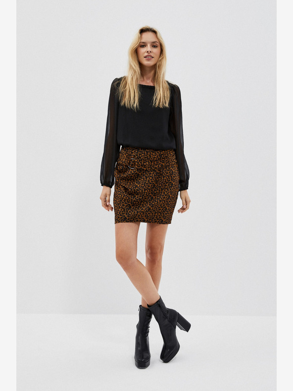 Moodo Gonna da donna nera e marrone a fantasia Moodo