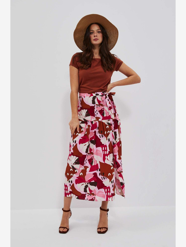 Moodo Gonna da donna rossa e rosa a fantasia Moodo