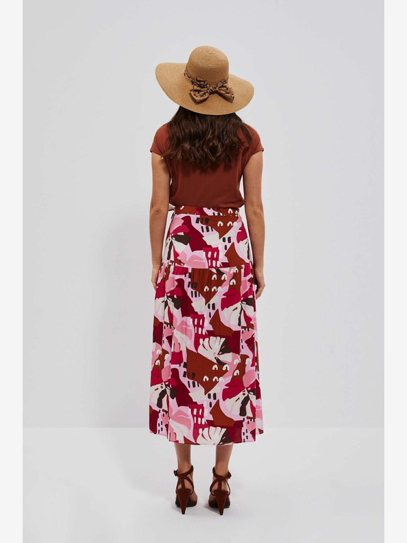 Moodo Gonna da donna rossa e rosa a fantasia Moodo