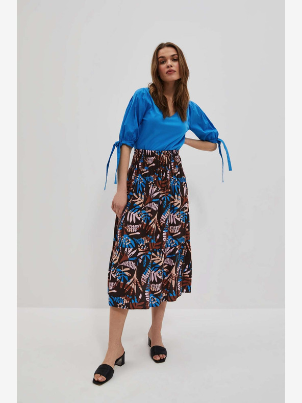 Moodo Gonna a fantasia blu e marrone da donna Moodo