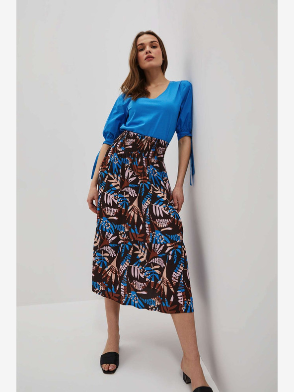 Moodo Gonna a fantasia blu e marrone da donna Moodo