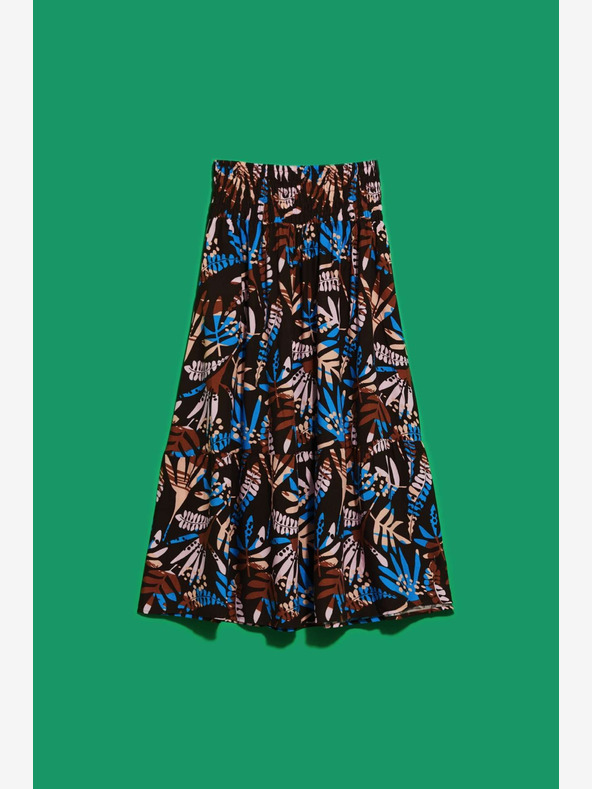 Moodo Gonna a fantasia blu e marrone da donna Moodo