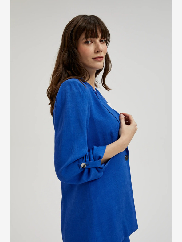 Moodo Giacca blu in lino con maniche a 3/4 Moodo