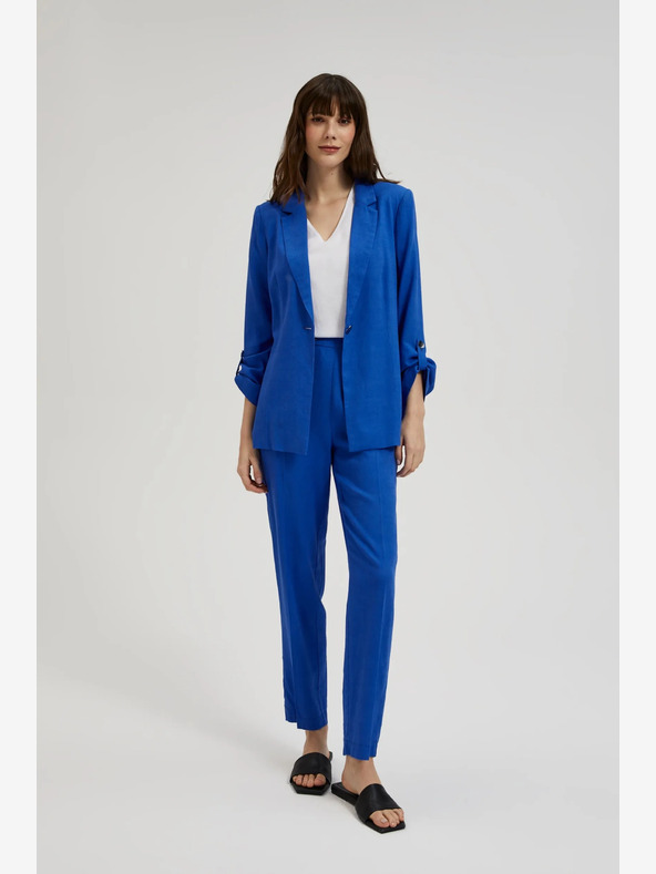 Moodo Giacca blu in lino con maniche a 3/4 Moodo