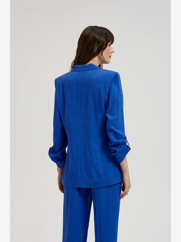 Moodo Giacca blu in lino con maniche a 3/4 Moodo