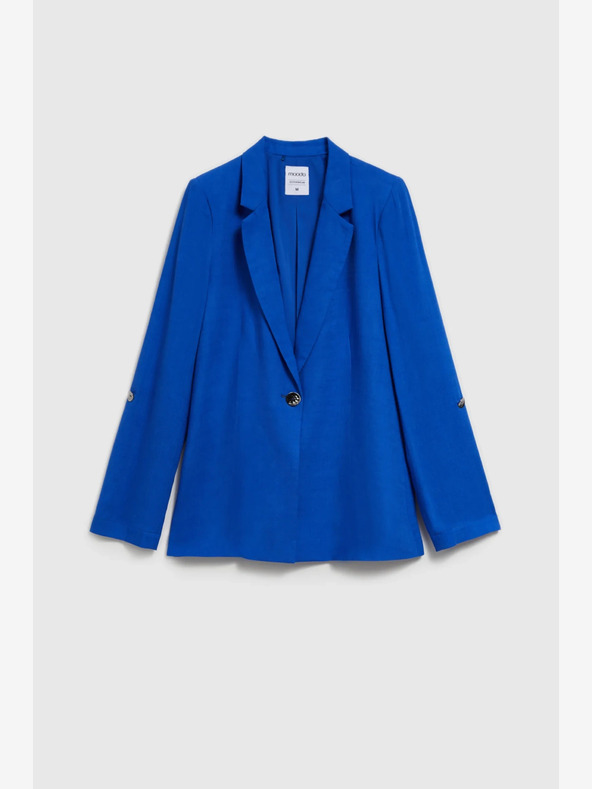 Moodo Giacca blu in lino con maniche a 3/4 Moodo