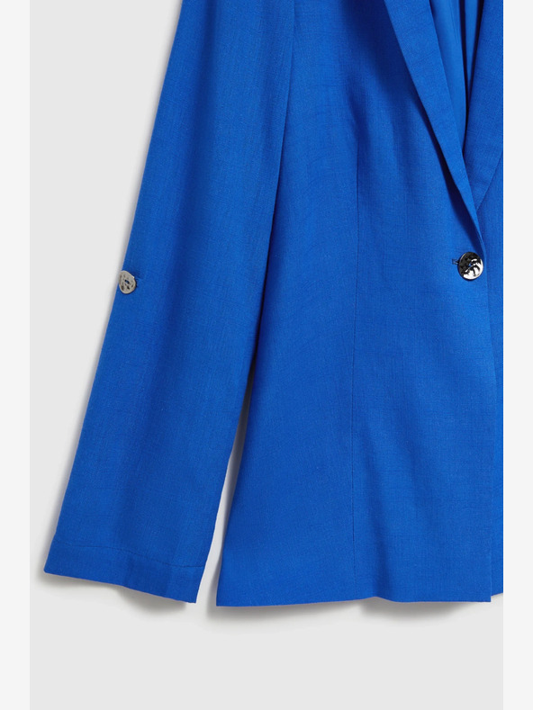 Moodo Giacca blu in lino con maniche a 3/4 Moodo