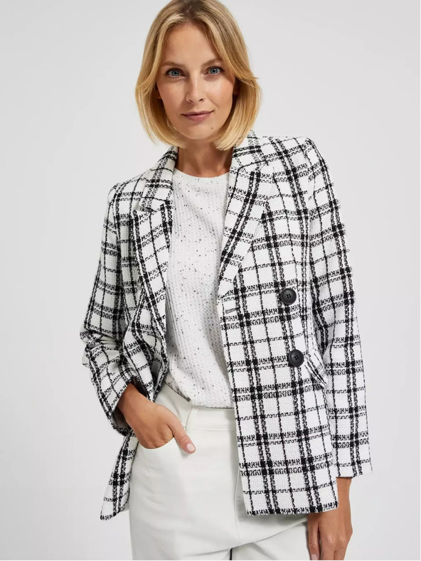 Moodo Giacca a quadri bianca e nera Moodo