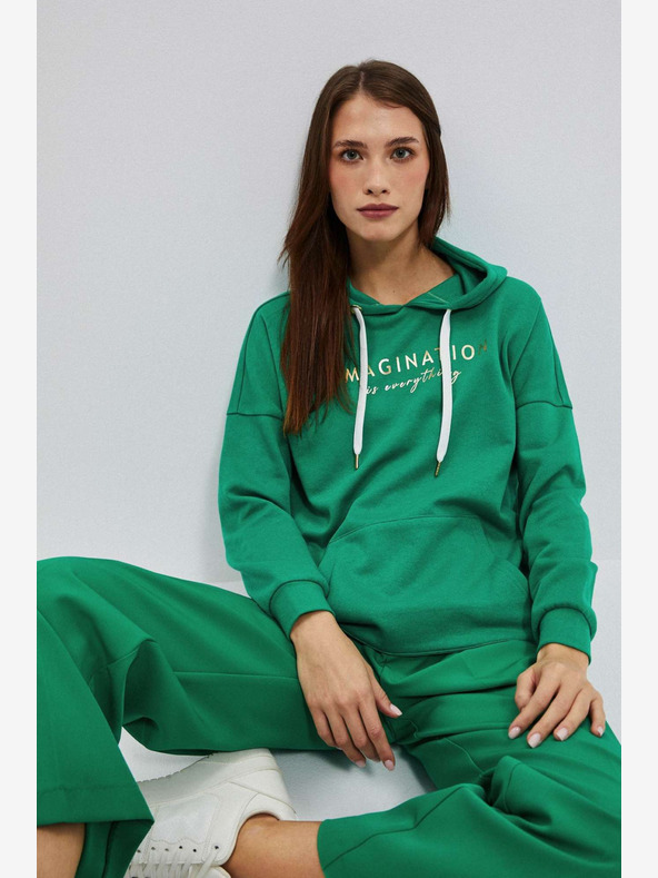 Moodo Felpa con cappuccio verde da donna Moodo
