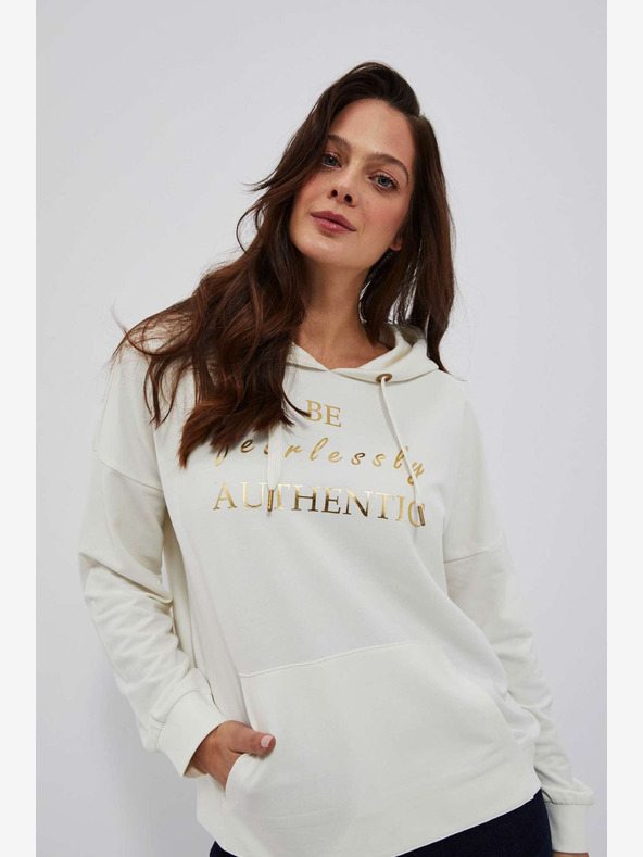 Moodo Felpa da donna crema con cappuccio Moodo