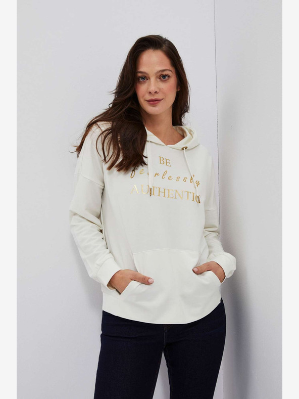Moodo Felpa da donna crema con cappuccio Moodo