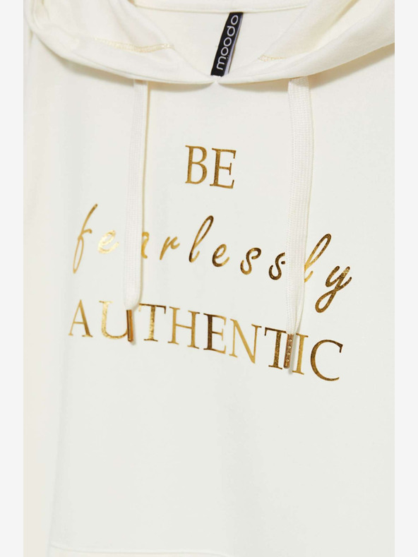 Moodo Felpa da donna crema con cappuccio Moodo