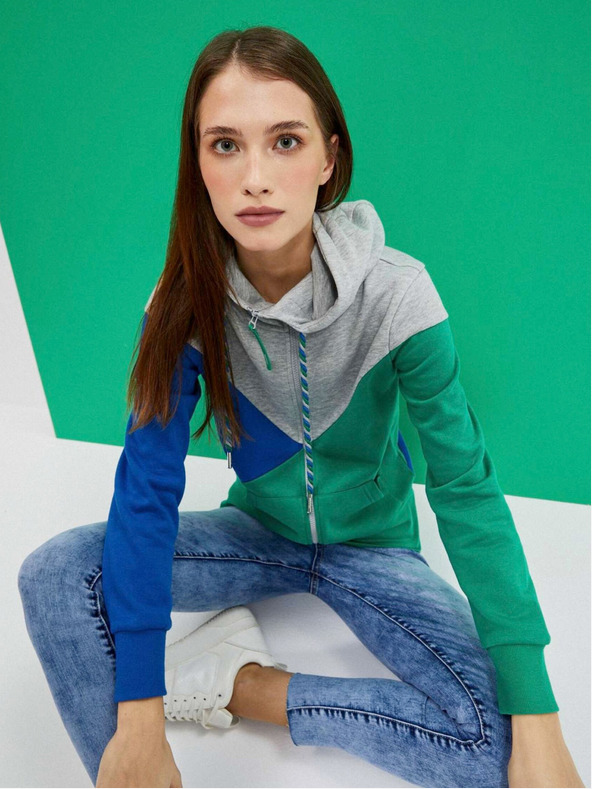 Moodo Felpa con zip da donna grigio e verde Moodo