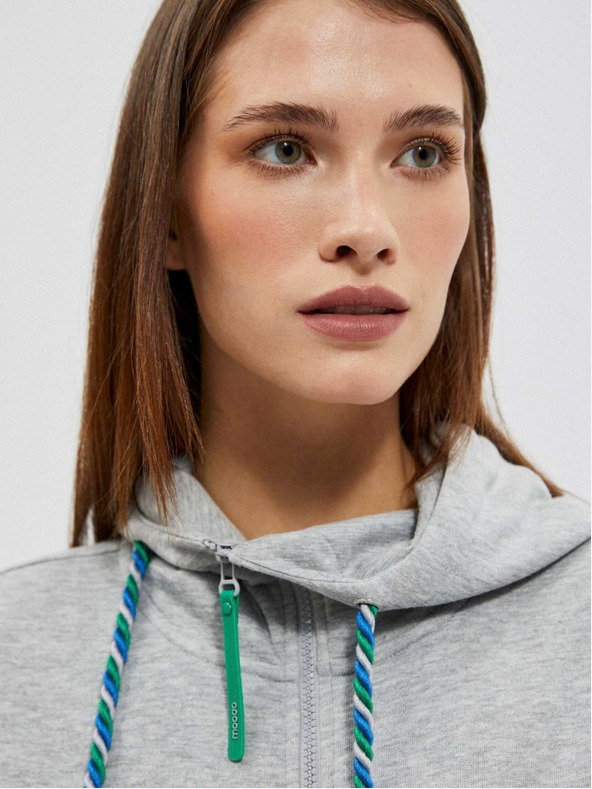 Moodo Felpa con zip da donna grigio e verde Moodo