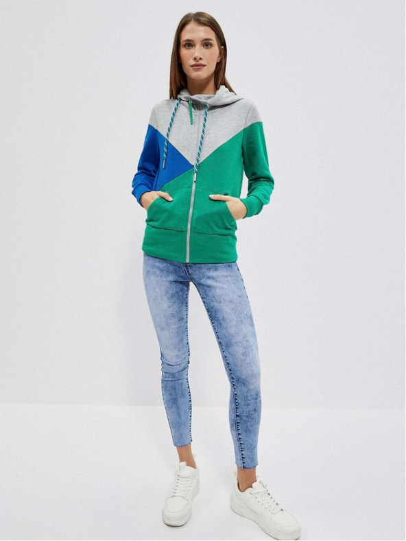 Moodo Felpa con zip da donna grigio e verde Moodo