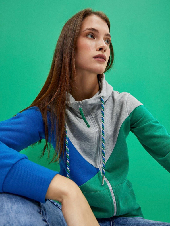 Moodo Felpa con zip da donna grigio e verde Moodo